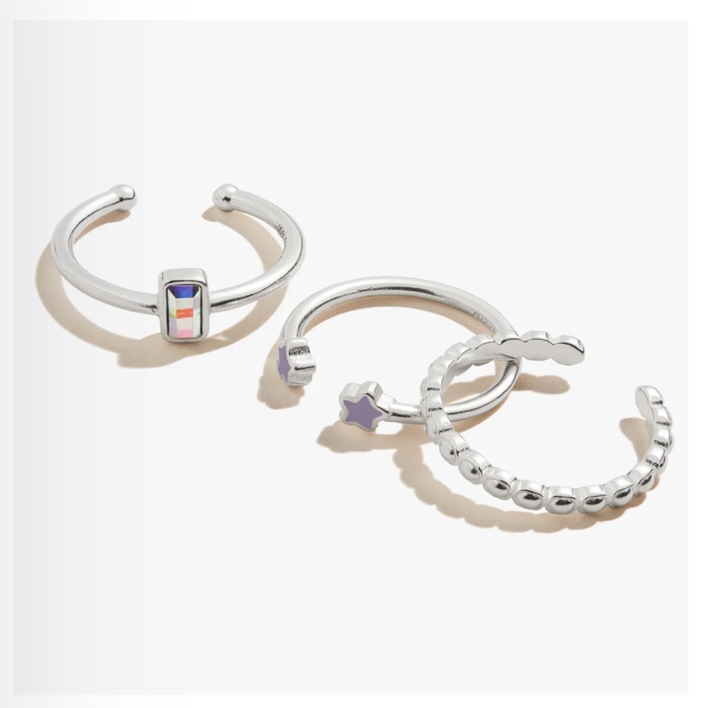 NWT ALEX and ANI Wish Upon a Star Rings, Silver, Set of 3 ⭐️ Wear For Wisdom ⭐️